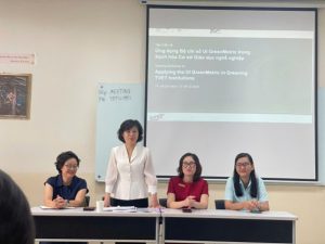 Assoc. Prof. Dr Vu Thi Tu Anh – Deputy Director General, Department of Continuing Education and Vocational Education and Training (DCVET), Ministry of Education and Training, delivering the opening remarks at the training workshop.