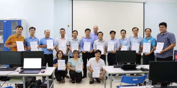 Group photo with certificate awarded to TVET teachers on the course completion.