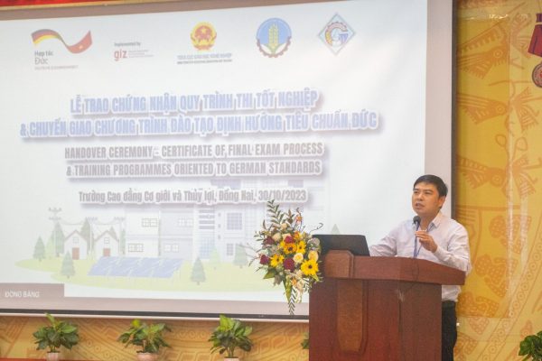 Mr Pham Vu Quoc Binh – Vice Director of DVET highly appreciated the cooperative training programmes of 2 Green occupations and expected dissemination in the future