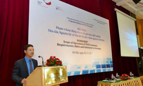 Dr Truong Anh Dung, Deputy General Director, Directorate of Vocational Education and Training (DVET) stating that autonomy of TVET institutes is considered a breakthrough solution in the reform of the Vietnamese TVET system.