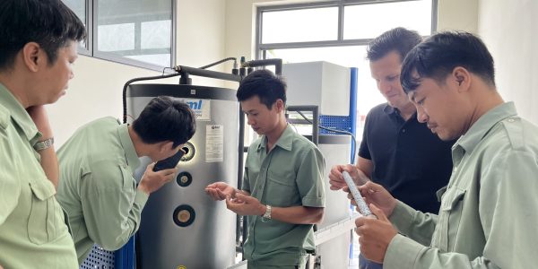 The teachers were checking the corrosion of sacrificed anode in the solar system