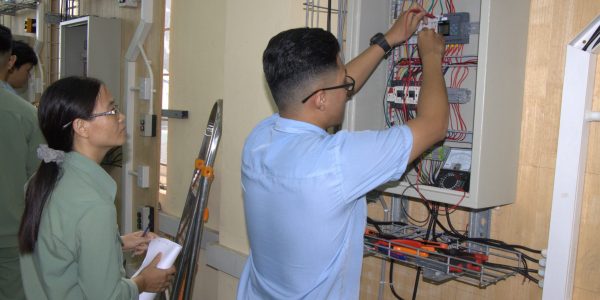 The trial exam was simulated at the Electrics – Electronics workshops