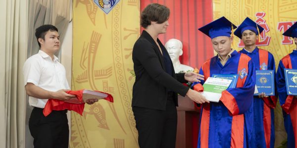 A student was honorably given the acknowledgement of completing the German standard training programme by Ms Lisa Duscheck