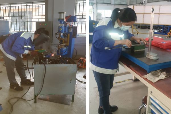 Welding, assembling, and measuring parts