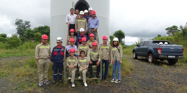 NTVC teachers, IBS experts and GIZ project officer on the way up to the wind turbine