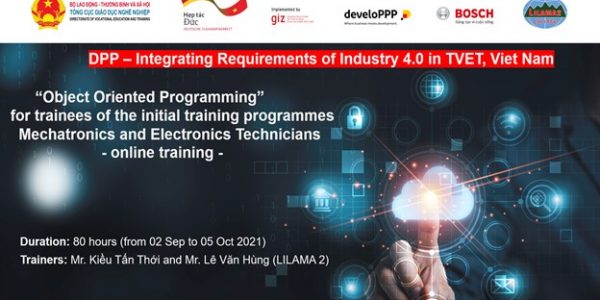 Mr Le Van Hung – LILAMA 2 master trainer instructs trainees to programme with the advanced programming language – Python.