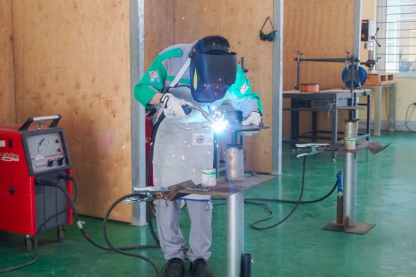 The student was doing the practical part of the exam – Welding
