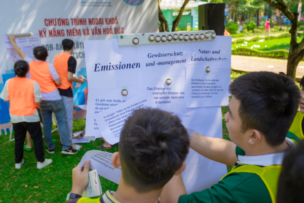 Trainees categorize environment regulations in Germany.