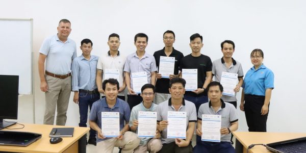 Participants of the industry with master trainers and GIZ integrated expert after course completion.