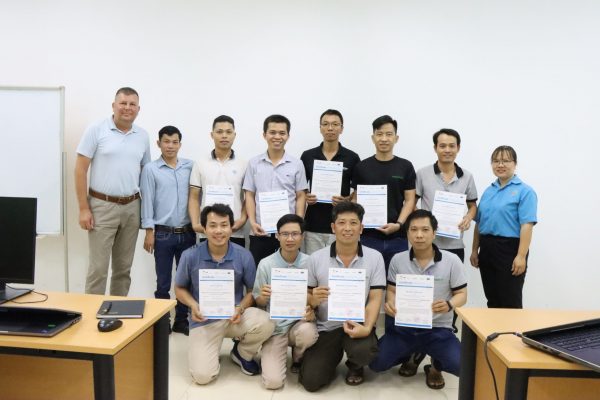 Participants of the industry with master trainers and GIZ integrated expert after course completion.